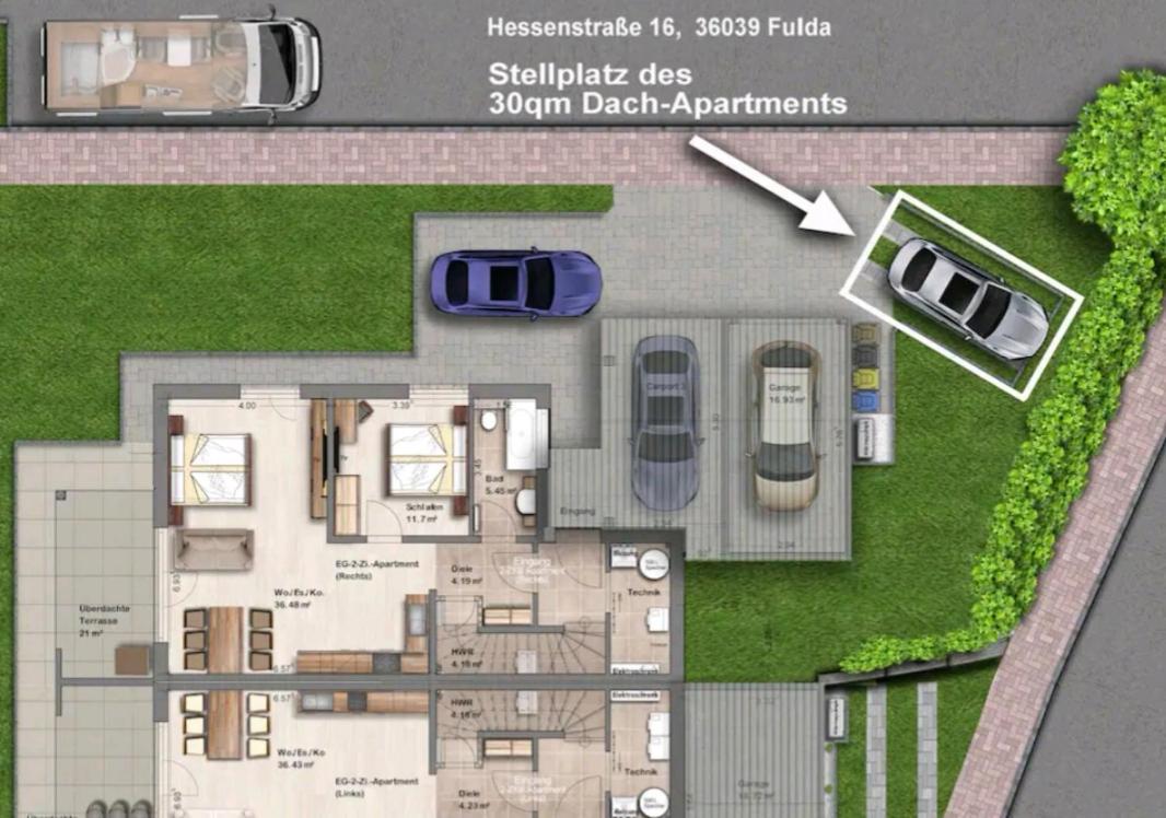 -Neubau- 30Qm Dach-Apartment Fulda Zewnętrze zdjęcie